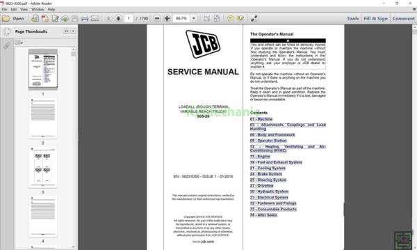 JCB Service Manuals 01.2017 for SPP 1.18 and 2.00 1