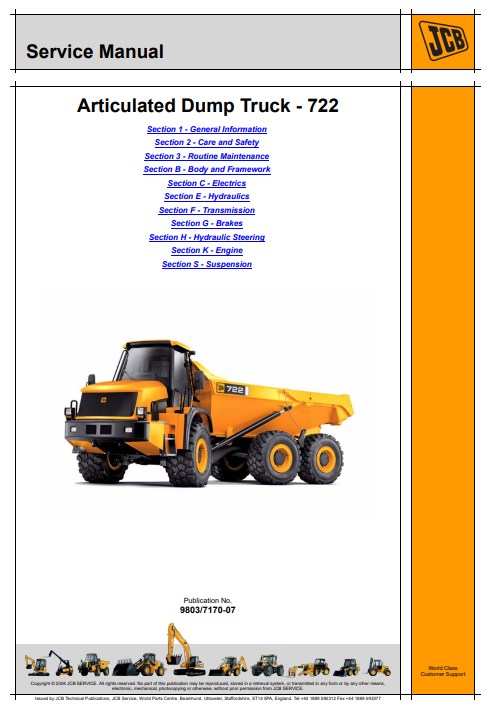 JCB 722 Articulated Dump Truck Service Repair Manual