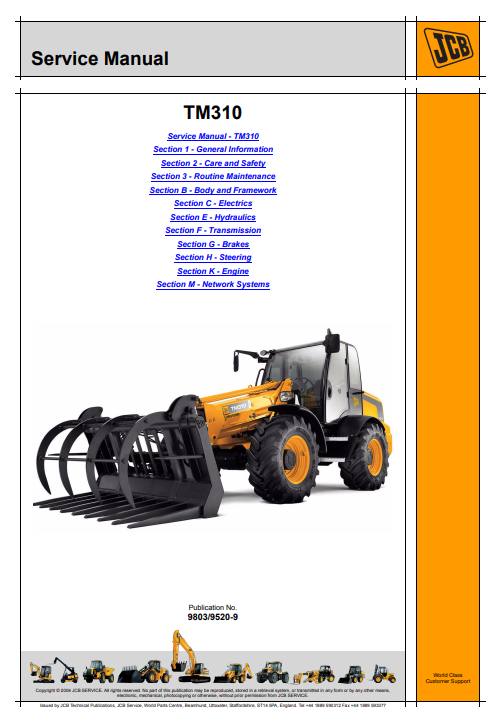 JCB Agricultural Teletruks TM310, TM310S, TM310WM, TM320 Service Repair Manual