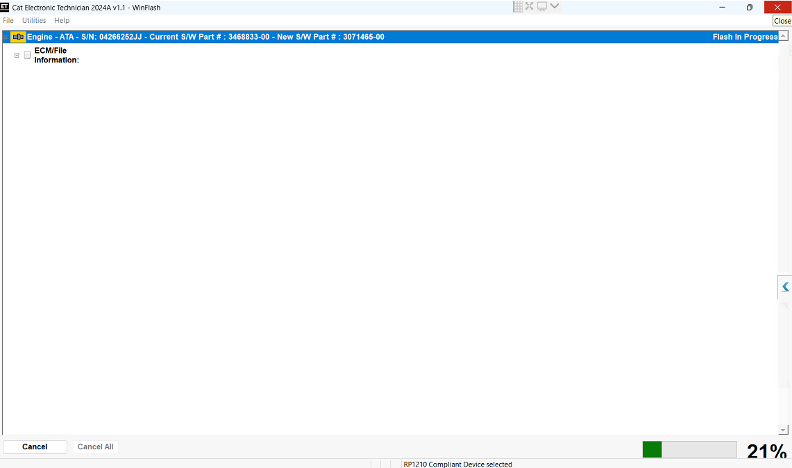 caterpillar electronic technician diagnostic software Caterpillar electronic technician software showing diagnostic data and tools for machinery repair and maintenance