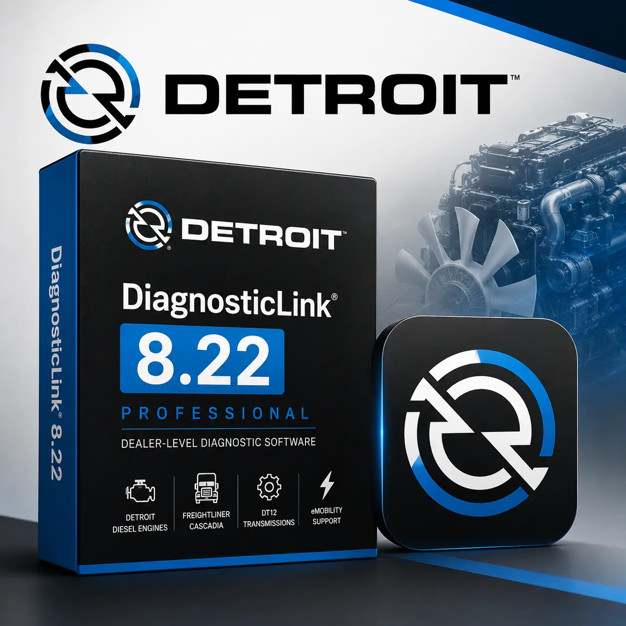 Detroit DiagnosticLink 8.22 Professional Download + Activation | Freightliner & Detroit Diesel Diagnostic 1 Detroit DiagnosticLink 8.22 Professional Diagnostic Software for Freightliner Cascadia and Detroit Diesel Engines