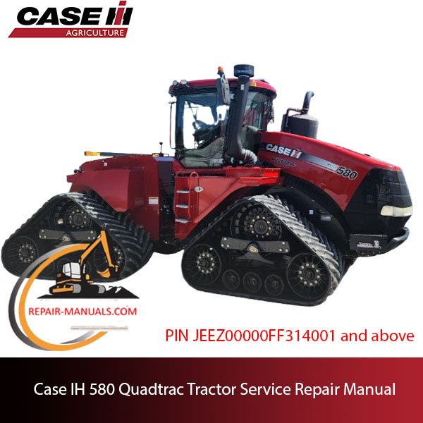 Service repair manual cover for Case IH 580 Quadtrac tractor