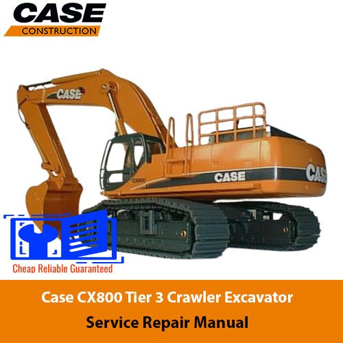 Service repair manual cover for Case CX800 Excavator