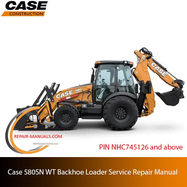 Service repair manual cover for Case 580SN WT Backhoe Loader