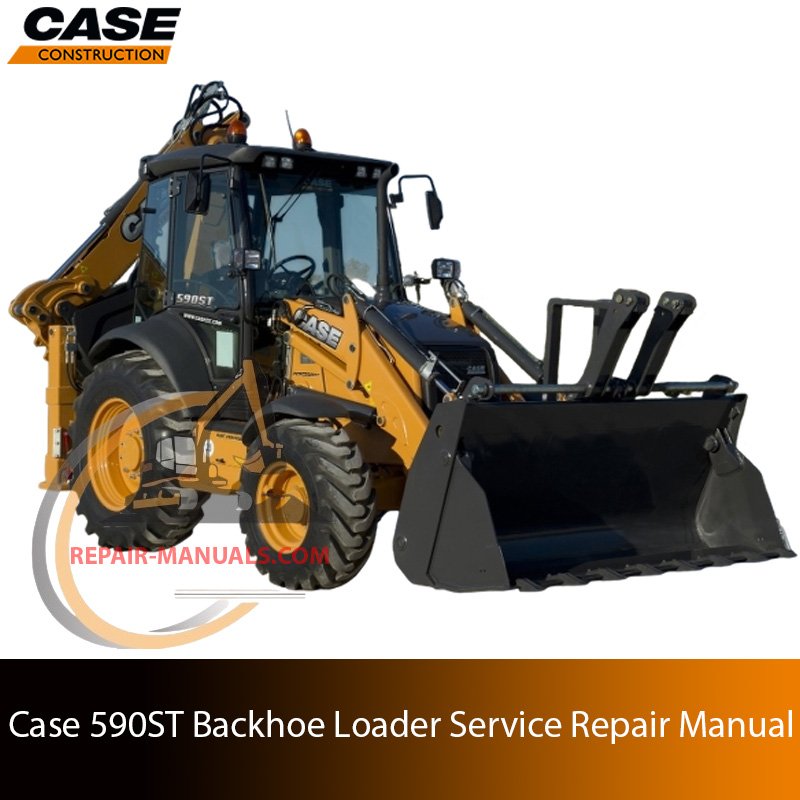Service repair manual cover for Case 590ST Backhoe Loader