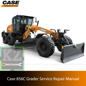 Service repair manual cover for case 856c motor grader, featuring technical illustrations, detailed repair and maintenance instructions