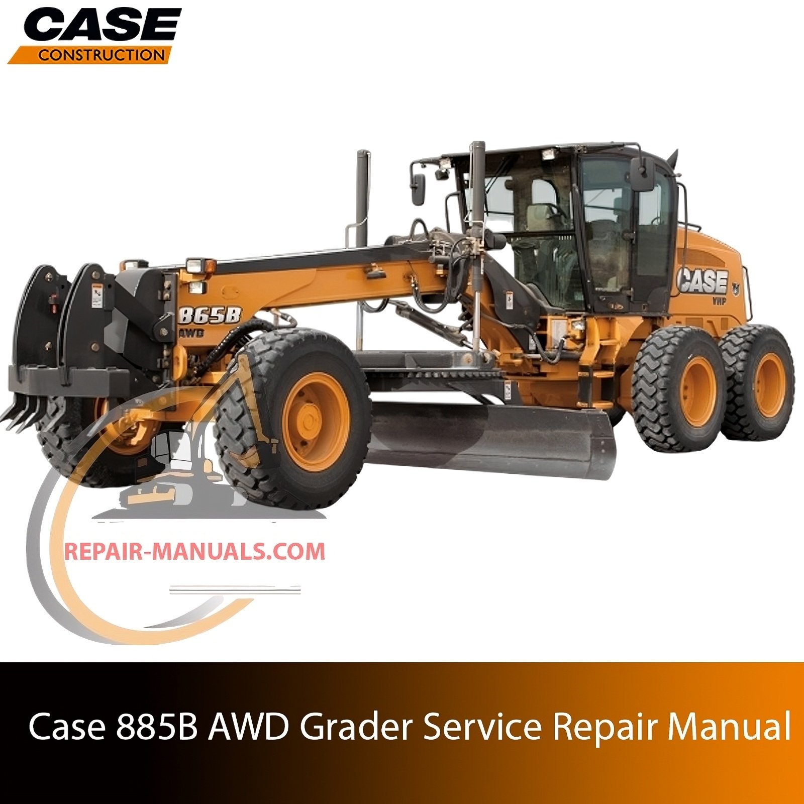 Service repair manual cover for Case 865B AWD Motor Grader