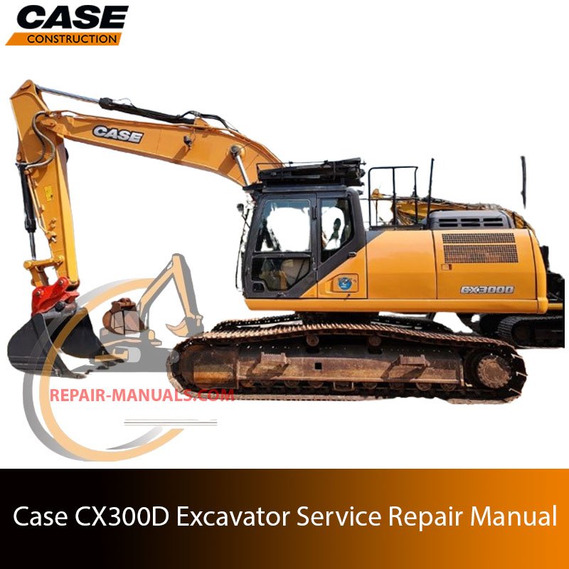 Service repair manual cover for Case CX300D excavator