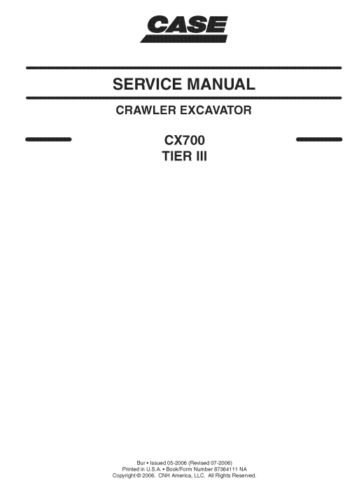 Case CX700 Tier 3 Crawler Excavator Service Repair Manual 2 Case CX700 Tier 3 Crawler Excavator Service Repair Manual - Image 2