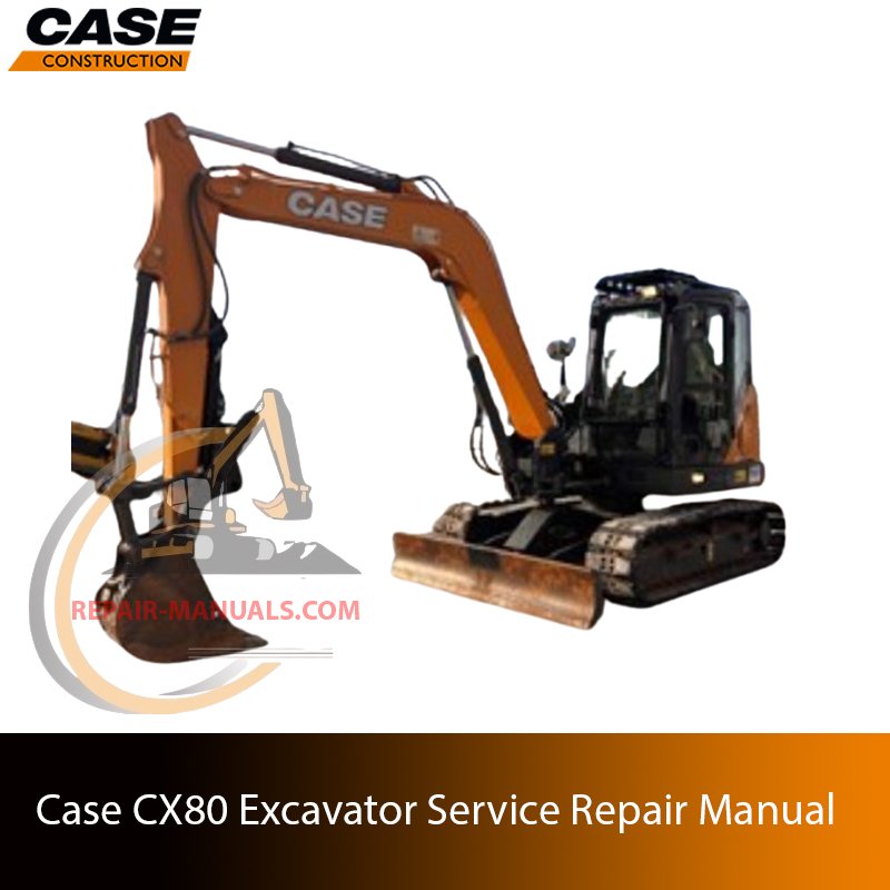 Service repair manual cover for Case CX80 Excavator