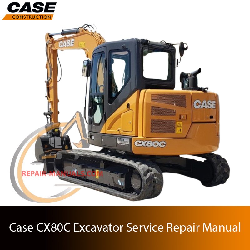 Service repair manual cover for Case CX80C Excavator