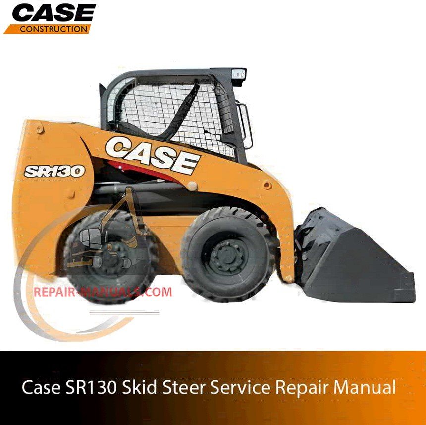 Service repair manual cover for Case SR130 Skid Steer