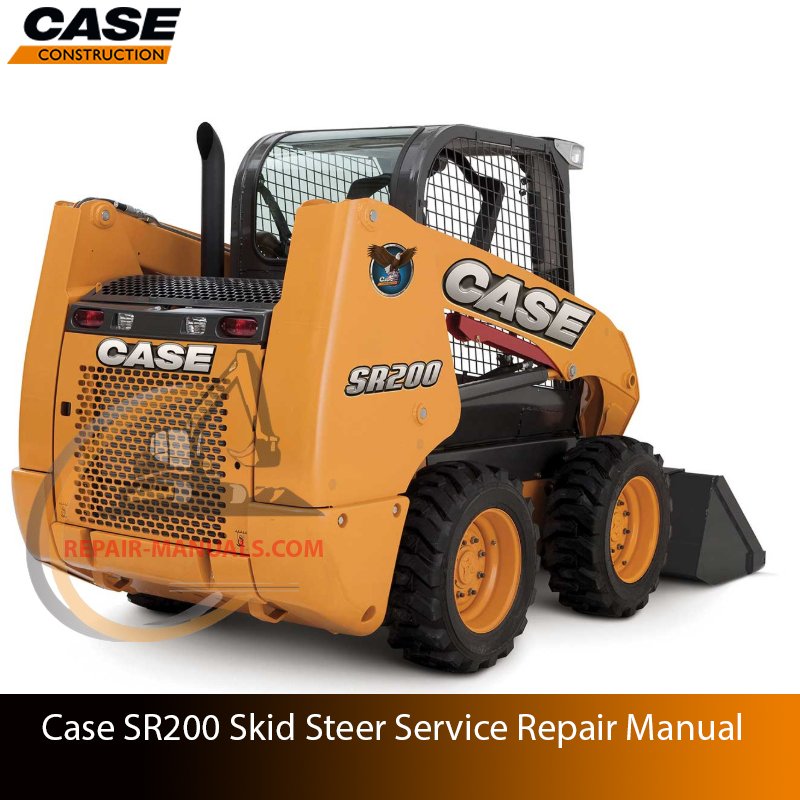 Service repair manual cover for Case SR200 Skid Steer