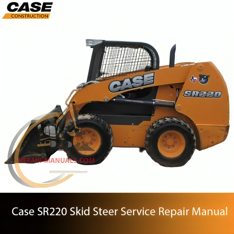 Service repair manual cover for Case SR220 Skid Steer