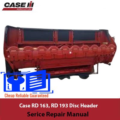 Service repair manual cover for Case RD 163 and RD 193 disc headers