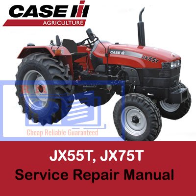 Service repair manual cover for Case JX55T and JX75T tractors