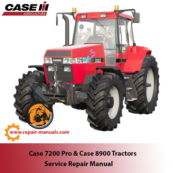 Service repair manual cover for Case 7200 Pro and Case 8900 tractors