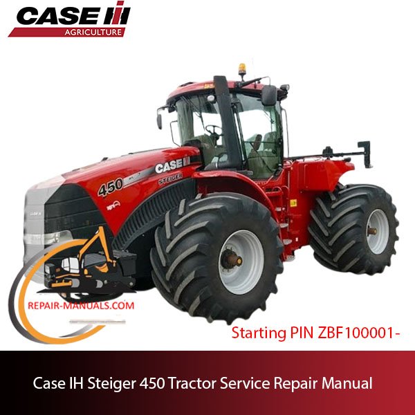 Service repair manual cover for Case IH Steiger 450 Tractor