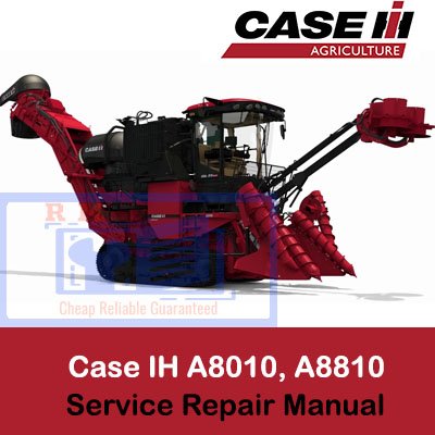 Service manual cover for Case IH A8010 and A8810 sugar cane harvesters