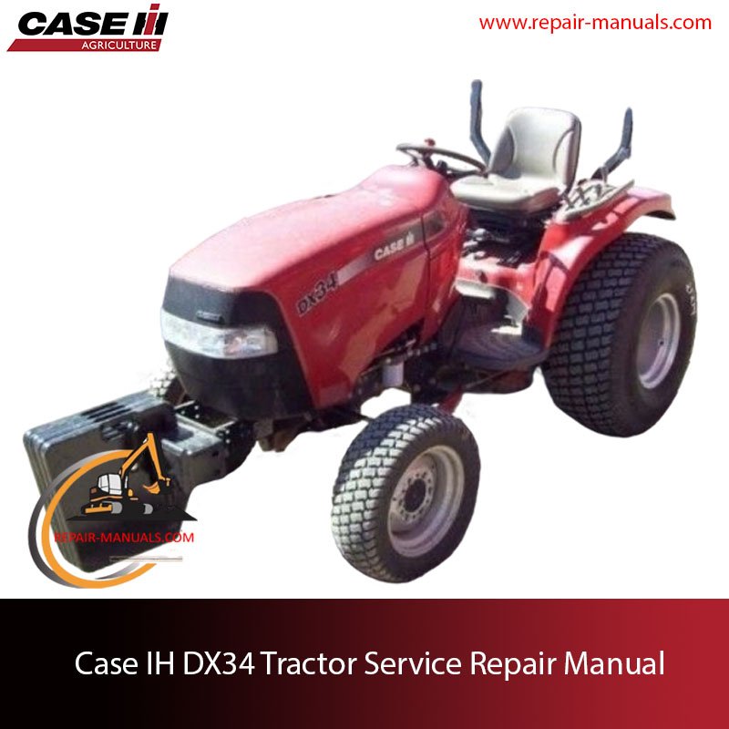 Service repair manual cover for Case IH DX34 tractor