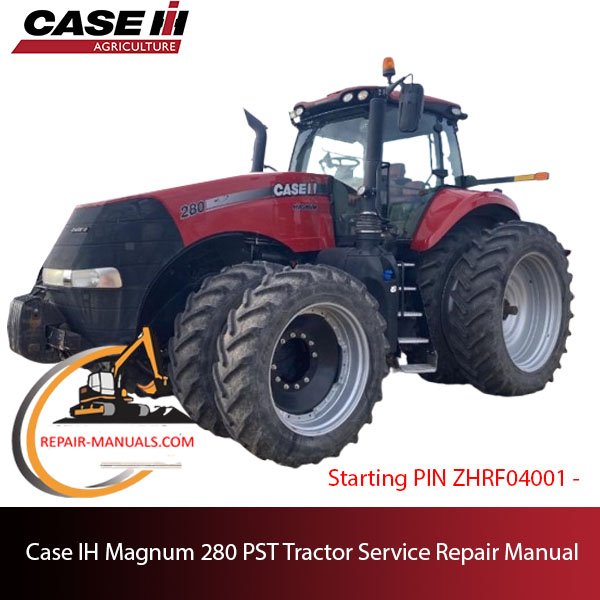 Service repair manual cover for Case IH Magnum 280 PST tractor