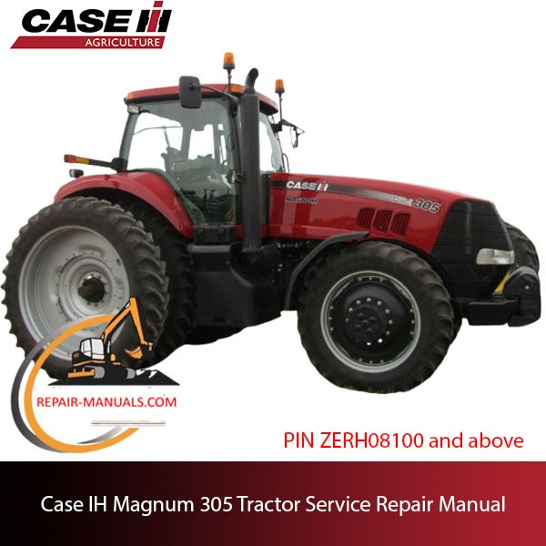 Service repair manual cover for Case IH Magnum 305 tractor