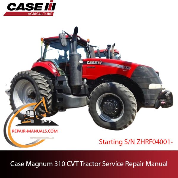 Service repair manual cover for Case Magnum 310 CVT tractor