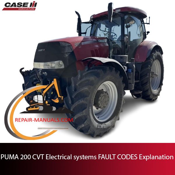 Infographic illustrating fault codes related to PUMA 200 CVT electrical systems