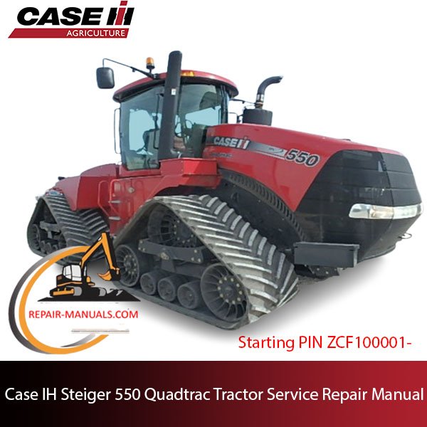 Service repair manual cover for Case IH Steiger 550 Quadtrac Tractor