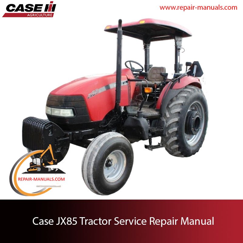 Service repair manual cover for Case JX85 tractor