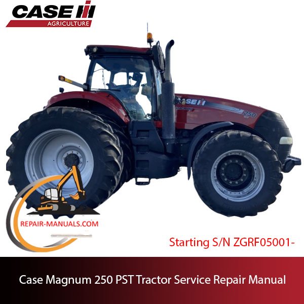 Service repair manual cover for Case Magnum 250 PST tractor