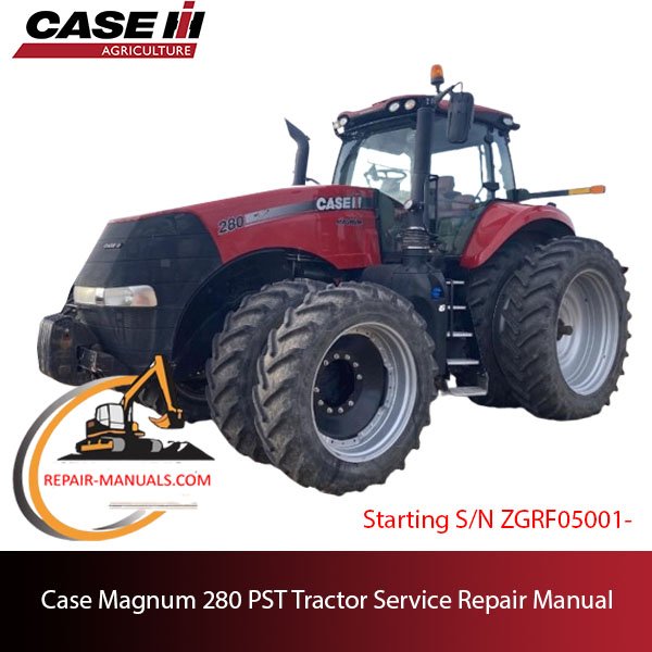 Service repair manual cover for Case Magnum 280 PST tractor