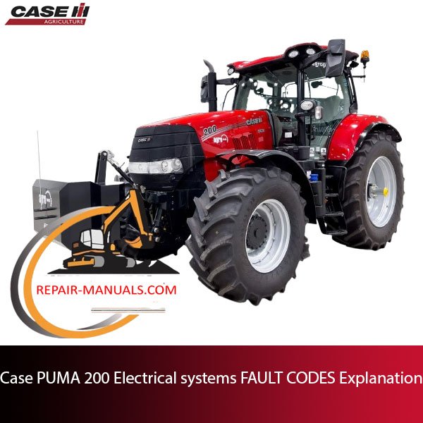 Diagram of PUMA 200 electrical systems showing fault codes and their explanations for troubleshooting