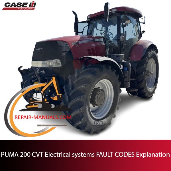 Infographic illustrating fault codes related to PUMA 200 CVT electrical systems