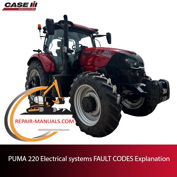 Diagram of PUMA 220 electrical systems showing fault codes and their explanations for troubleshooting