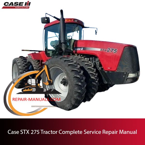 Case STX 275 Tractor Service Repair Manual cover featuring the tractor model and service details