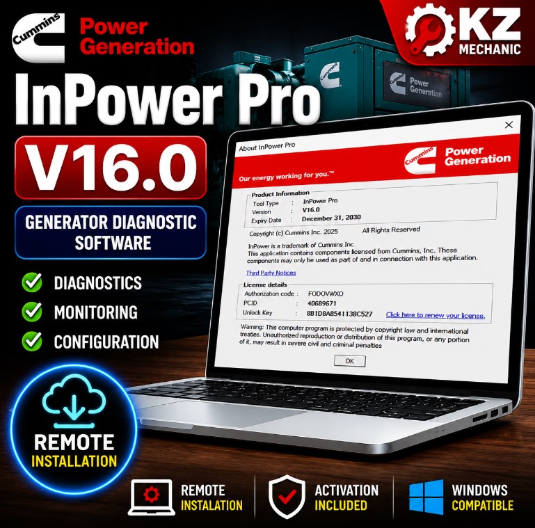 Cummins InPower Pro V16.0 - Generator diagnostic software 1 Cummins InPower Pro V16.0 Generator Diagnostic Software Remote Installation and Activation Service