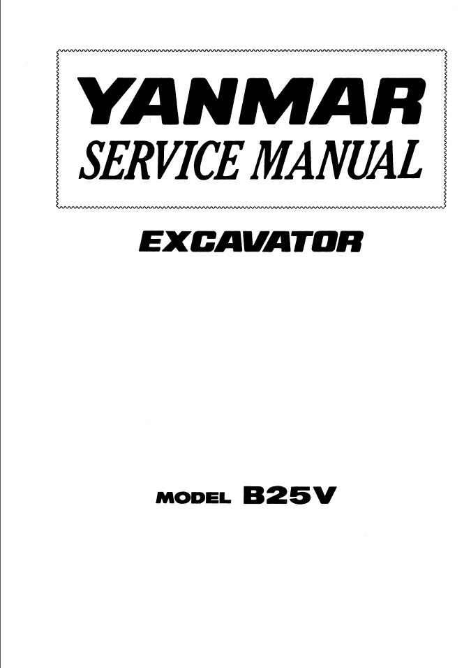 Yanmar B25V Excavator Service Repair Manual cover featuring the model and technical illustrations for maintenance guidance