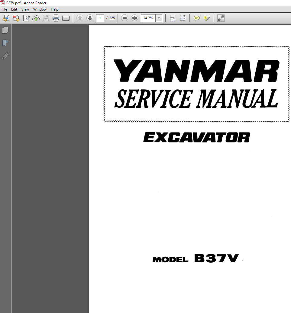 Yanmar B37V Excavator Service Repair Manual PDF Download