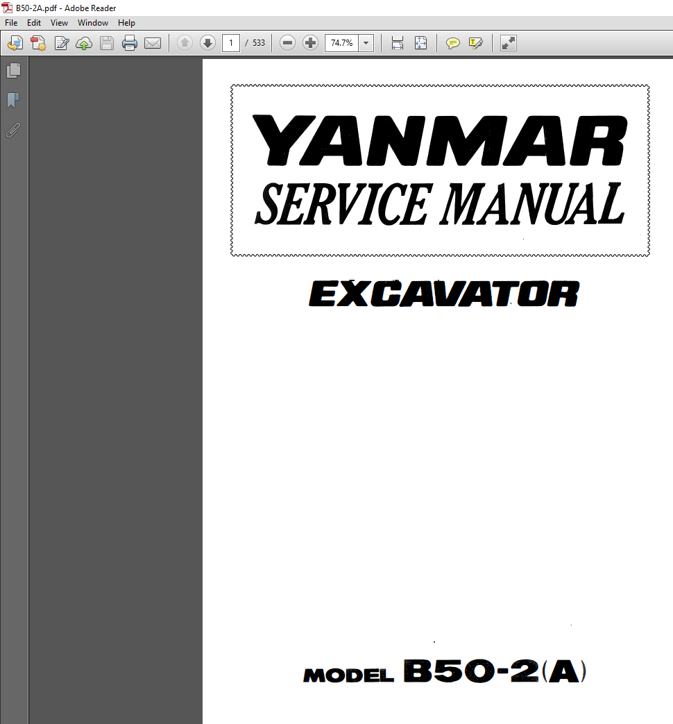 Yanmar B50-2(A) Excavator Service Repair Manual PDF Download