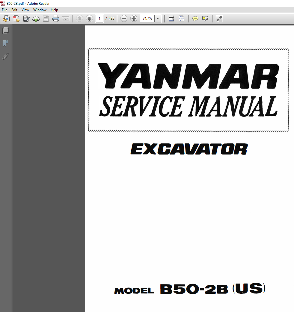 Yanmar B50-2B Excavator Service Repair Manual PDF Download
