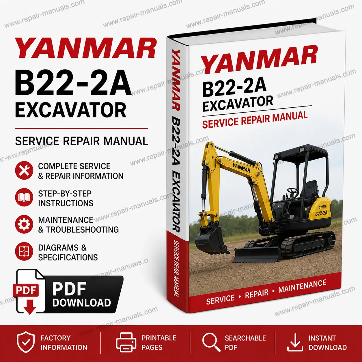 Yanmar B22-2A Excavator Service Repair Manual PDF Download