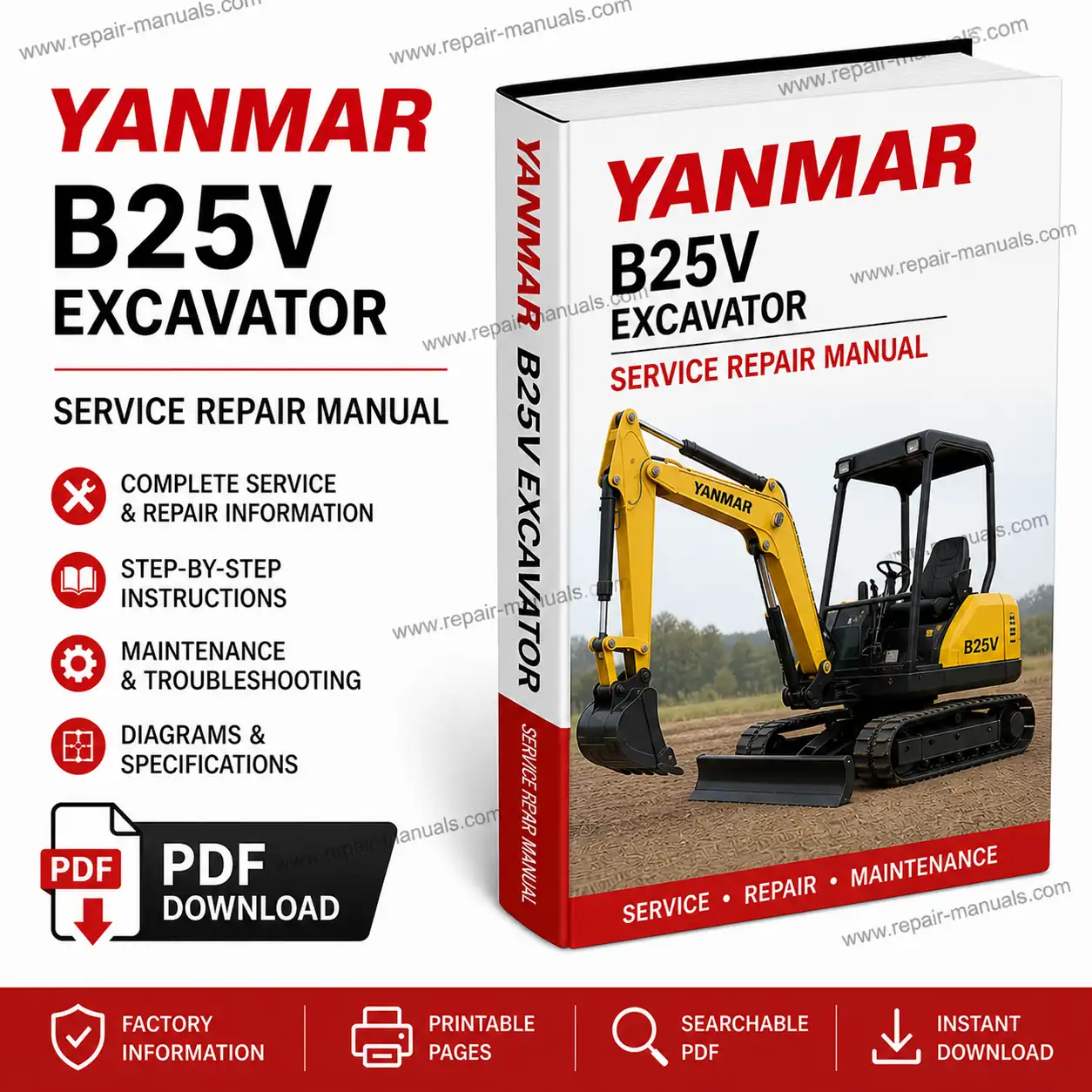 Yanmar B25V Excavator Service Repair Manual PDF Download
