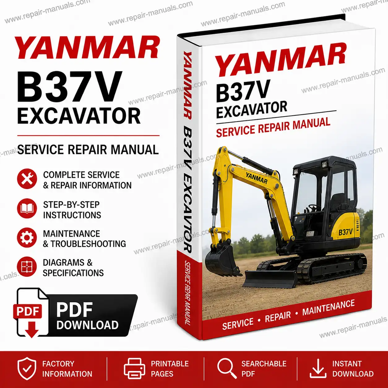 Download the Yanmar B37V Excavator Service Repair Manual in PDF format for maintenance and repair guidance