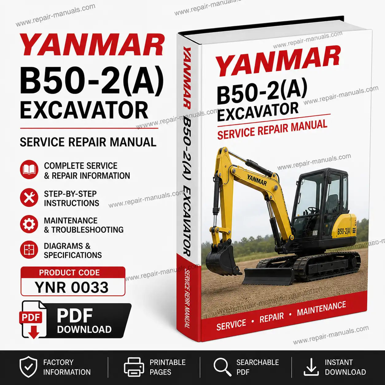 Yanmar B50-2(A) Excavator Service Repair Manual PDF Download