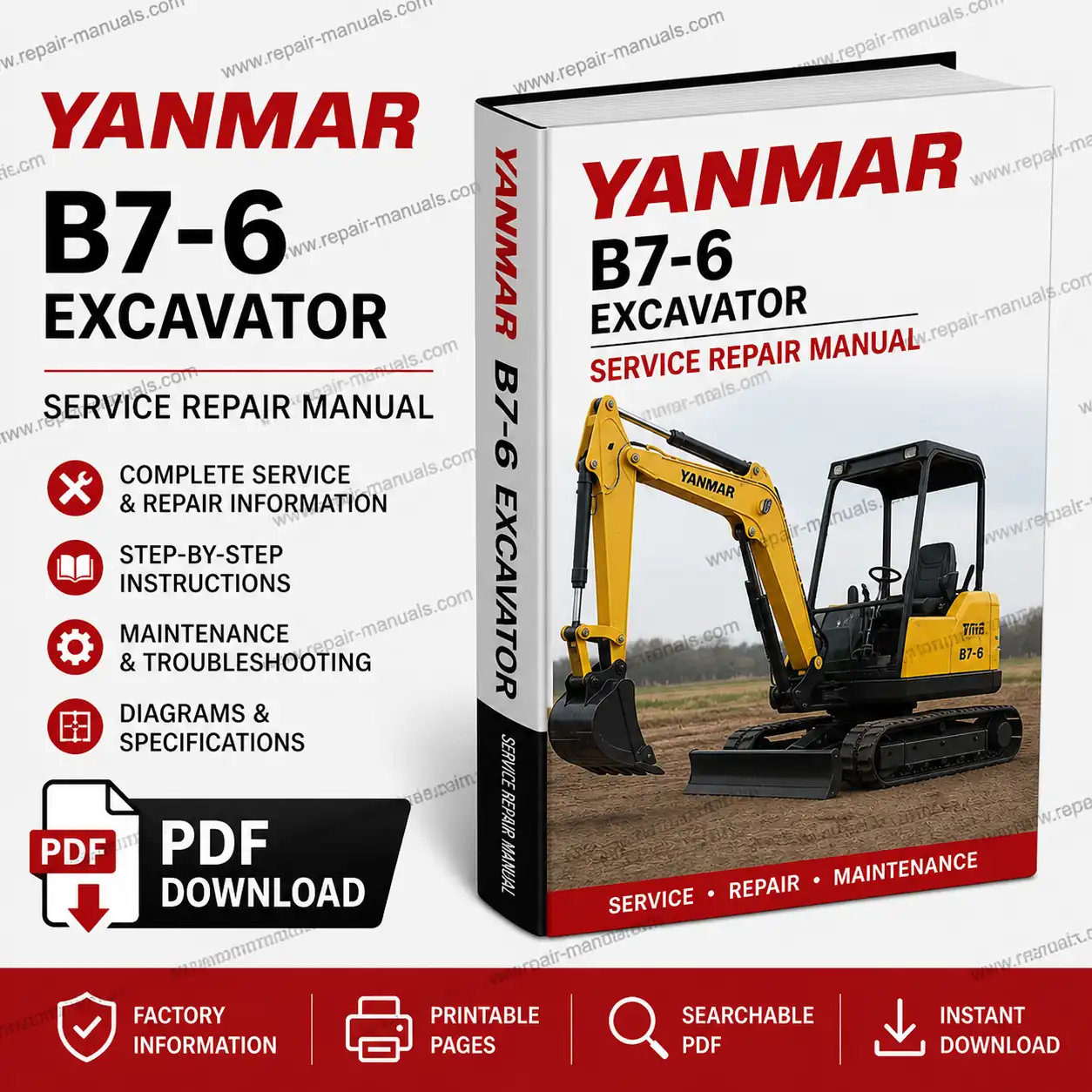 Service Repair Manual for Yanmar B7-6 Excavator