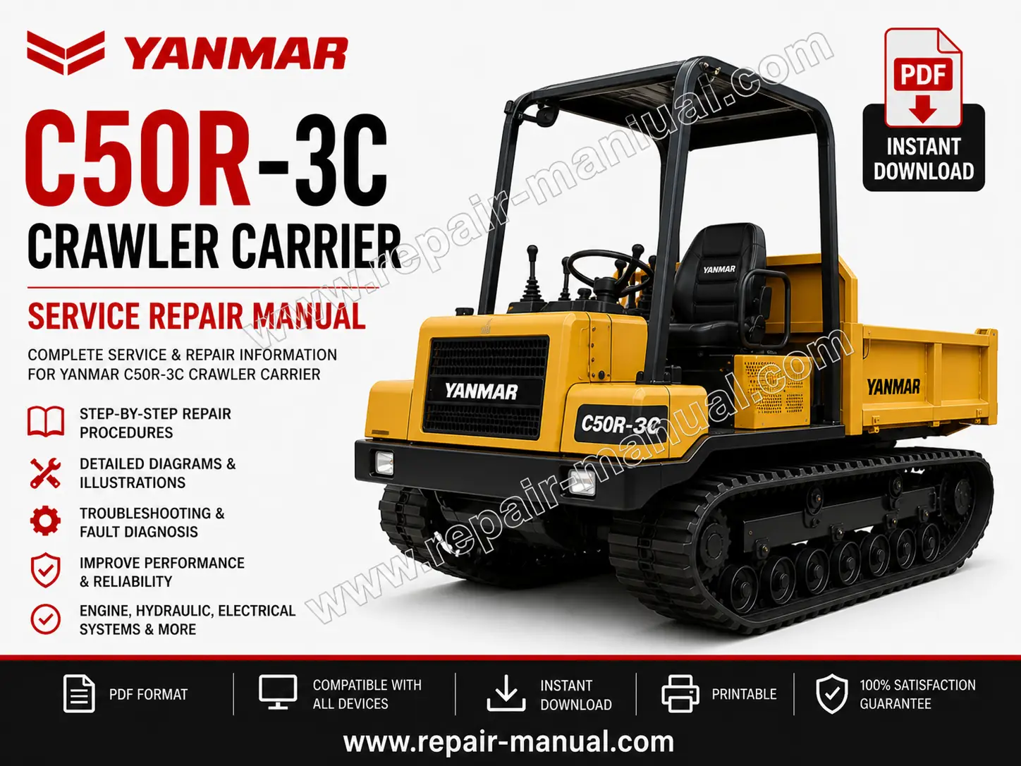 Service Repair Manual for Yanmar C50R-3C Crawler Carrier