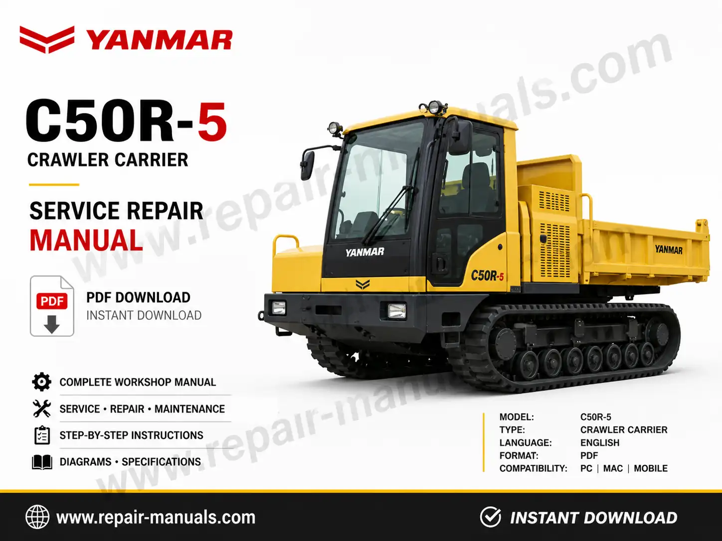 Service Repair Manual for Yanmar C50R-5 Crawler Carrier