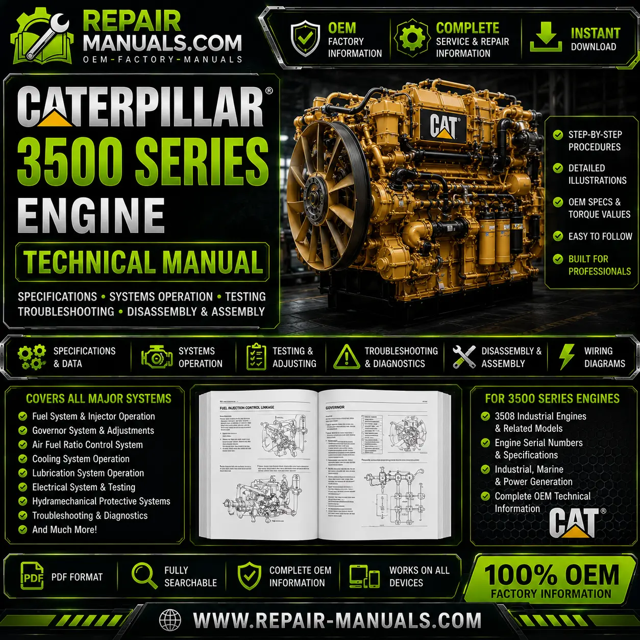 Caterpillar 3500 Series Engine Technical Manual PDF Download