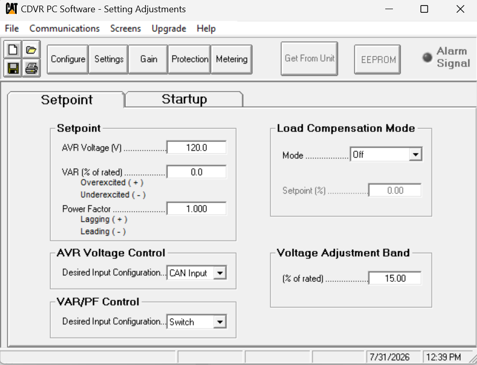 Caterpillar CDVR PC Software | Generator Voltage Regulator Configuration Tool 4 Caterpillar CDVR PC Software v252-7515-01 Generator Configuration Tool